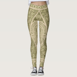 groen art nouveau bloemmotief leggings
