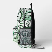 Groen Artistiek Tribal Ontwerp Bedrukte Rugzak (Rechts)