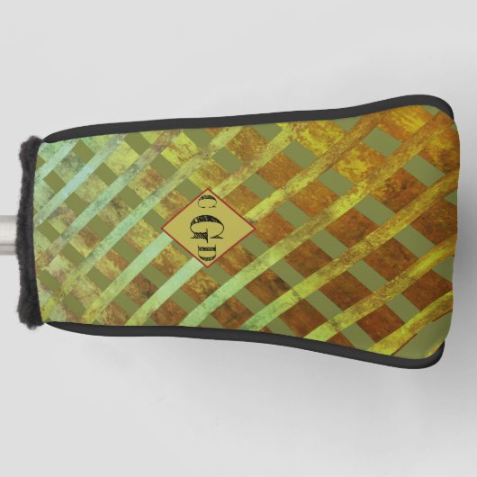 Groen asymmetrisch gestreept geometrisch patroon golfheadcover (Voorkant)