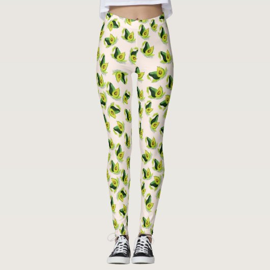 Groen Avocados-Waterverf Leggings (Voorkant)