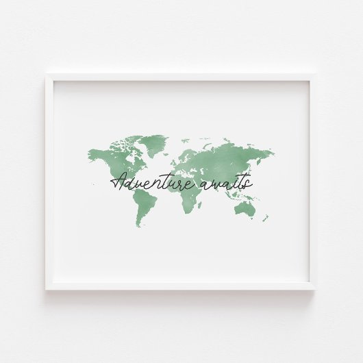 Groen avontuur wacht op landschapsprint poster