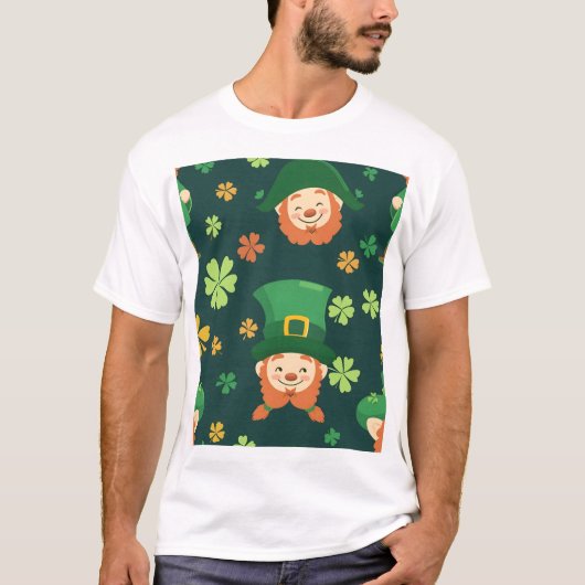 groen-baardpatroon van leprechaun t-shirt (Voorkant)