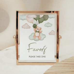 Groen Baby Beer Ballon Baby shower Favors Poster