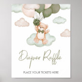 Groen Baby Beer Ballon Baby shower Luier Raffle Poster (Voorkant)