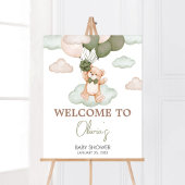 Groen Baby Beer Ballon Baby shower Welkom Poster