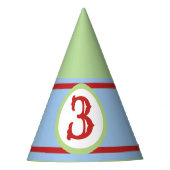 Groen Baby Blauw Rood Aangepast nummer Feesthoedjes (Voorkant)