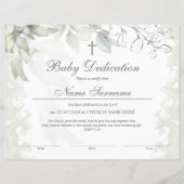 Groen Baby Dedicatiecertificaat, doop (Voorkant)