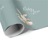 Groen Baby Love Script Elegant Baby shower Cadeaupapier (Rol Hoek)
