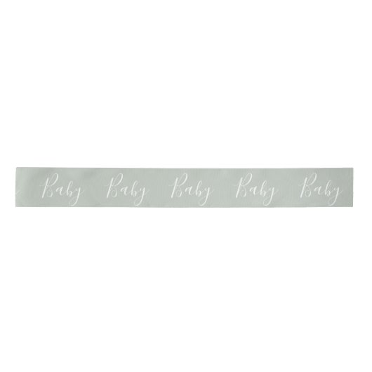 Groen Baby Manuscript Elegant Baby shower Satijnen Lint (Voorkant)