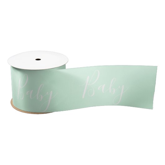 Groen Baby Manuscript Elegant Baby shower Satijnen Lint (Spoel)