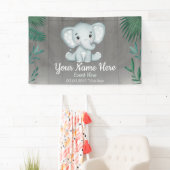 Groen Baby Olifant Unisex Achtergrond Spandoek (Insitu)