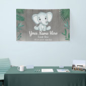 Groen Baby Olifant Unisex Achtergrond Spandoek (Beurs)