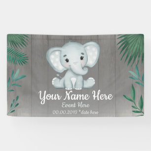 Groen Baby Olifant Unisex Achtergrond Spandoek