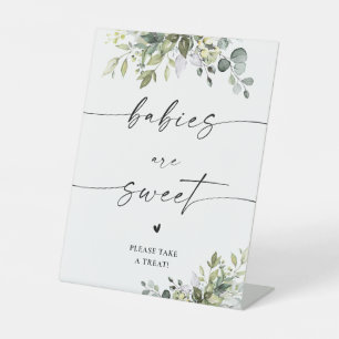 Groen Baby Shower Babies zijn Schattig Bord Reclamebord Met Voetstuk