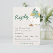 Groen Baby shower Dino Egg Menu Keuze RSVP-kaart (Staand voorkant)