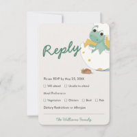 Groen Baby shower Dino Egg Menu Keuze RSVP-kaart