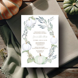 Groen Baby shower en WITTE PUMPKIN Greenery Kaart