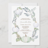 Groen Baby shower en WITTE PUMPKIN Greenery Kaart (Voorkant)