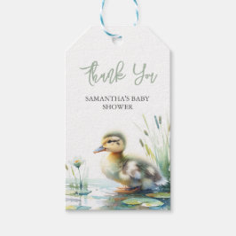 Groen Baby shower Favor Tags Sjabloon Duckling Cadeaulabel