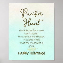 Groen Baby shower Fopspeen Hunt Spel Teken Poster