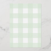Groen Baby shower Gingham via e-mail Folie Folie Uitnodiging (Achterkant)