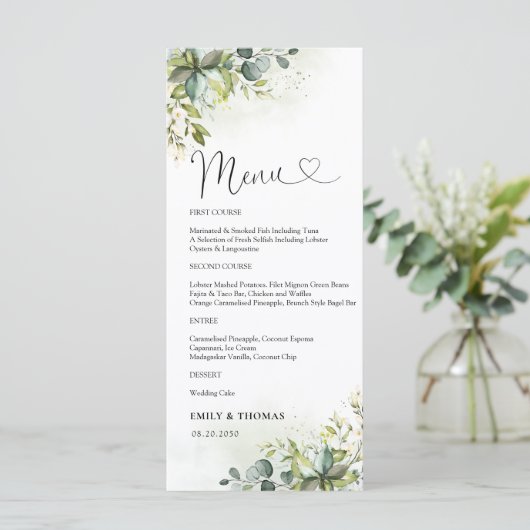 Groen Baby shower Menu (Staand voorkant)