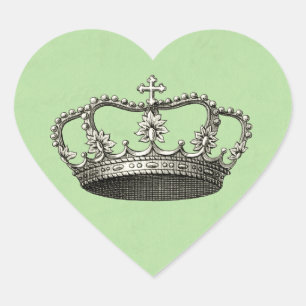 Groen Baby shower met kroonprins Hart Sticker