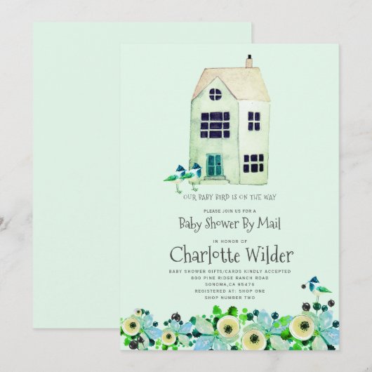 Groen Baby shower per post omzetten Kaart (Voorkant / Achterkant)