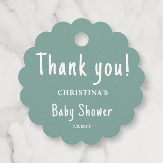 Groen Baby shower Rond Bedankjes Labels (Achterkant)
