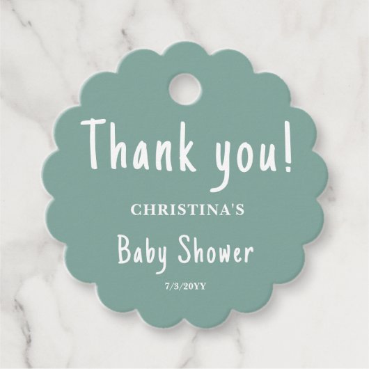 Groen Baby shower Rond Bedankjes Labels (Voorkant)