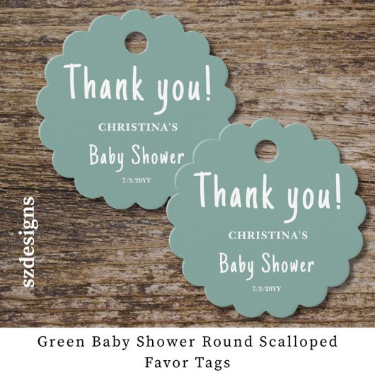Groen Baby shower Rond Bedankjes Labels