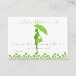 Groen Baby shower Silhouet Luier Raffle Tickets Informatiekaartje