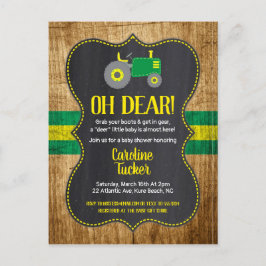 Groen Baby shower van de Tractor Uitnodiging Brief