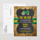 Groen Baby shower van de Tractor Uitnodiging Brief (Voorkant / Achterkant)