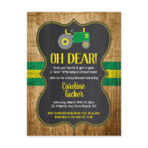 Groen Baby shower van de Tractor Uitnodiging Brief