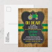 Groen Baby shower van de Tractor Uitnodiging Brief (Voorkant / Achterkant)