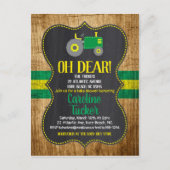 Groen Baby shower van de Tractor Uitnodiging Brief (Voorkant)