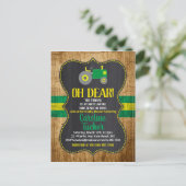 Groen Baby shower van de Tractor Uitnodiging Brief (Staand voorkant)
