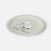 Groen Baby shower van Gingham Lamb Papieren Bordje (Gekanteld)