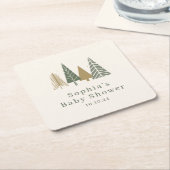 groen Baby shower voor de winter Kartonnen Onderzetters (Schuin)