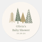 groen Baby shower voor de winter Ronde Sticker (Voorkant)