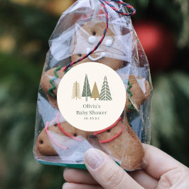 groen Baby shower voor de winter Ronde Sticker