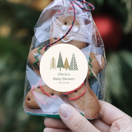 groen Baby shower voor de winter Ronde Sticker