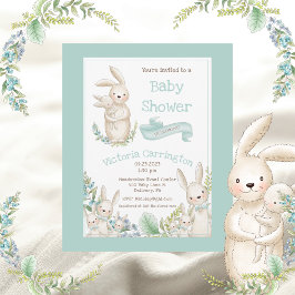 Groen Baby shower voor levende dieren Kaart
