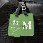 Groen Bagagelabel met Monogram