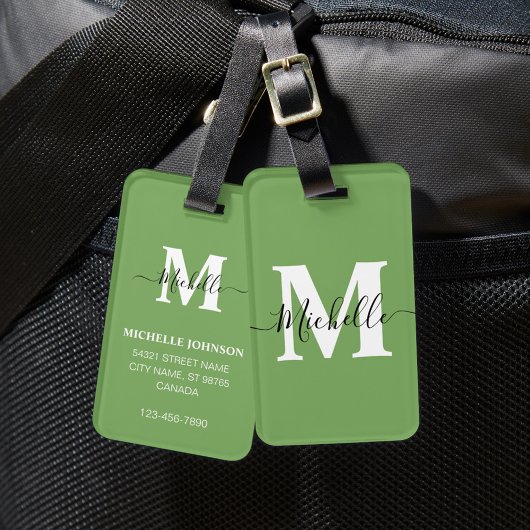 Groen Bagagelabel met Monogram