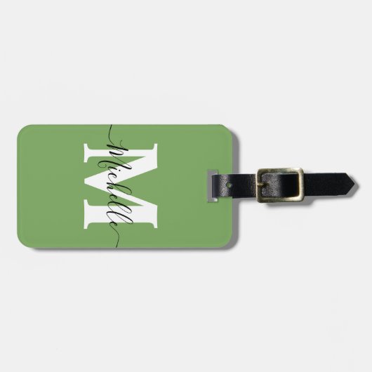 Groen Bagagelabel met Monogram (Voorkant horizontaal)