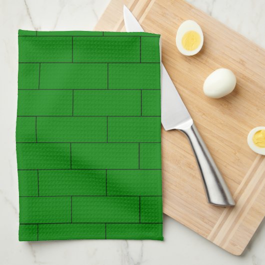 Groen Baksteenontwerp Theedoek (Quarter Fold)