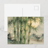 Groen Bamboebos Chinese Inkt Briefkaart (Voorkant / Achterkant)