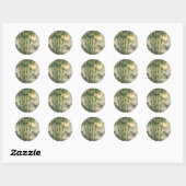 Groen Bamboebos Chinese Inkt Ronde Sticker (Vel)